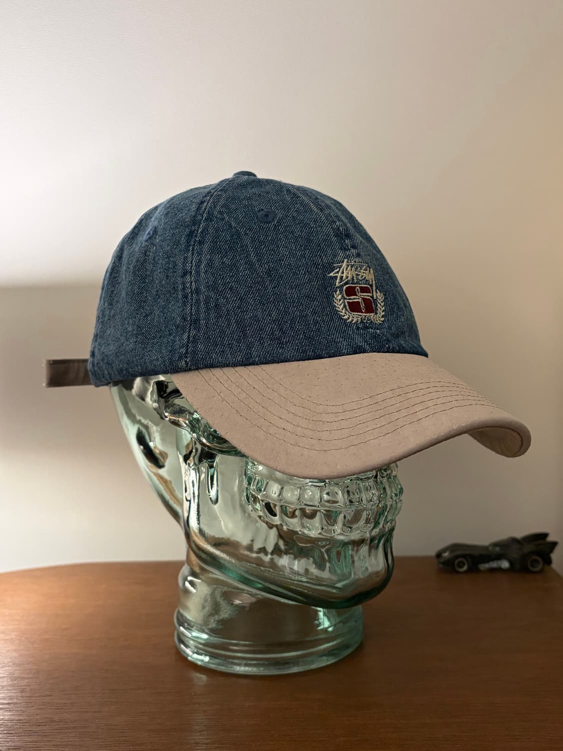 Stussy 스투시 데님 스웨이드 크레스트 볼캡 상품이미지2