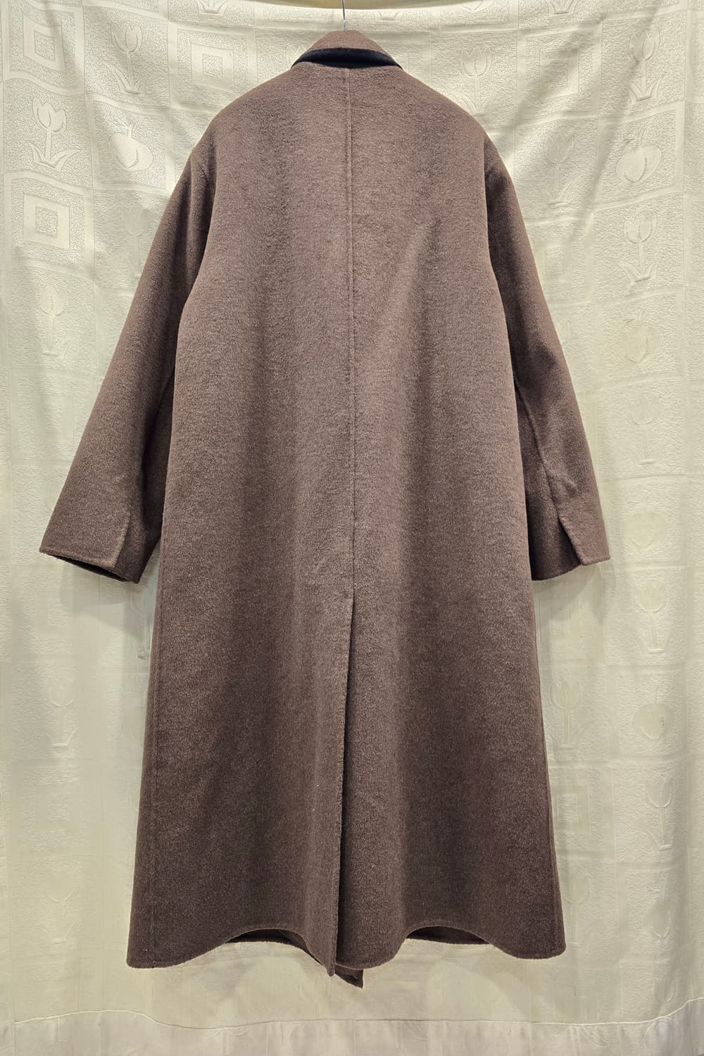 자주 JAJU 핸드메이드 브라운 더블 모직 롱코트 M(66) 상품이미지5
