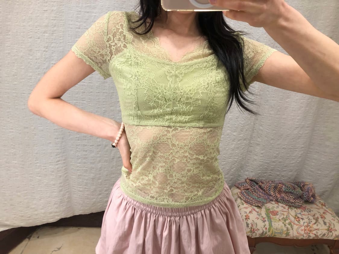 sage lace top 상품이미지1