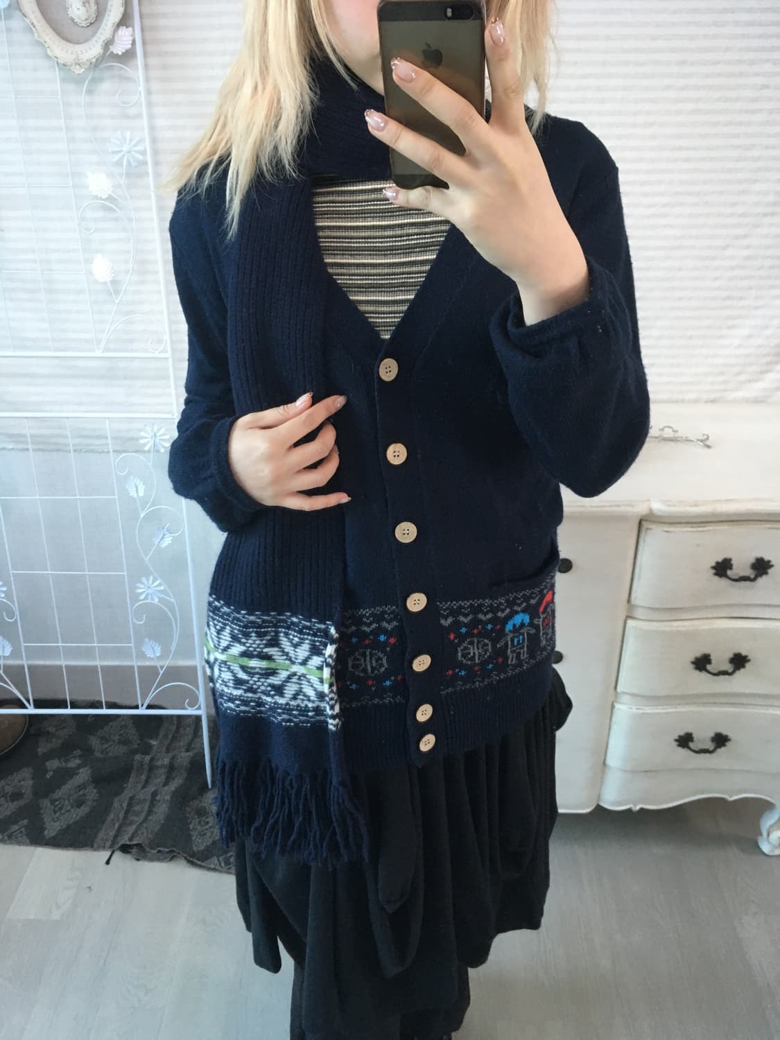 jpn vintage navy nordic muffler 상품이미지2