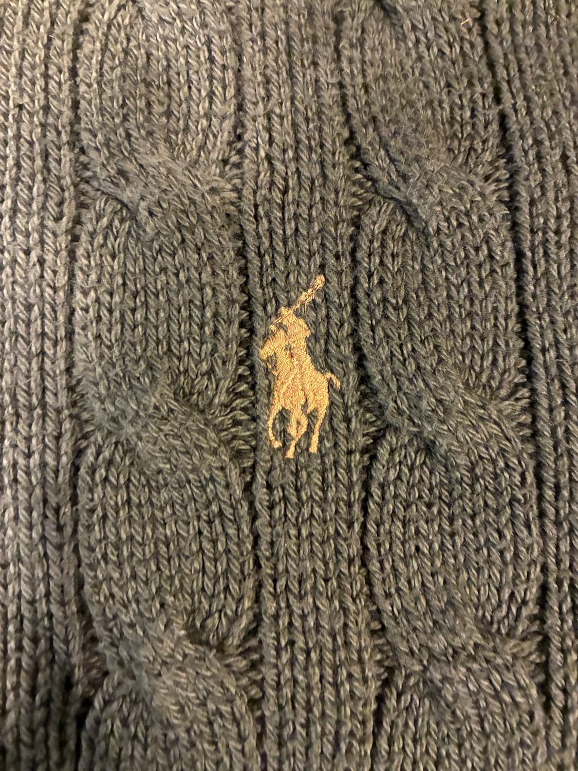 M) 폴로 케이블 꽈배기 니트 코튼 스웨터 올리브 상품이미지3