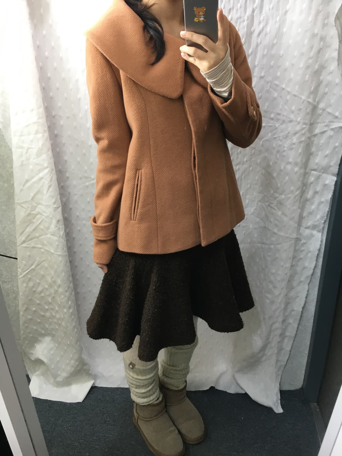 카멜브라운 카라 울혼방 숏코트 상품이미지4