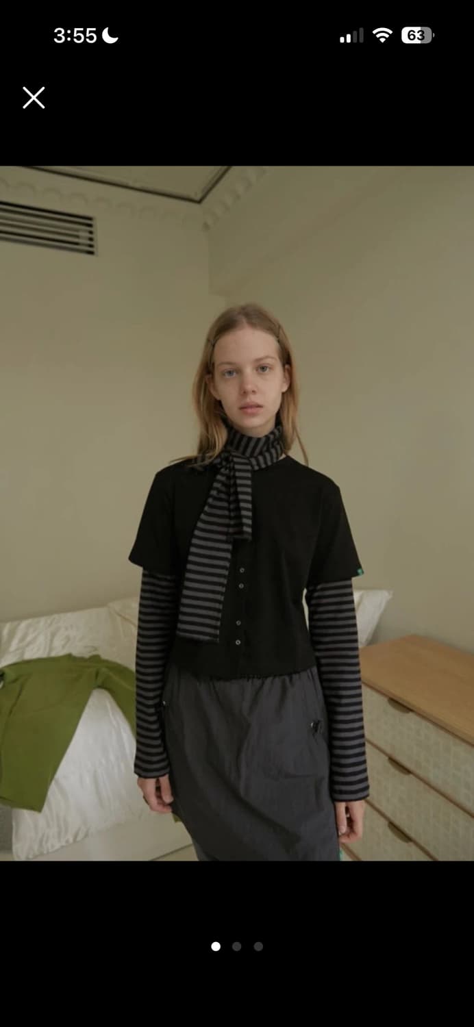 노컨텐츠 스트라이프 가디건+머플러 상품이미지1