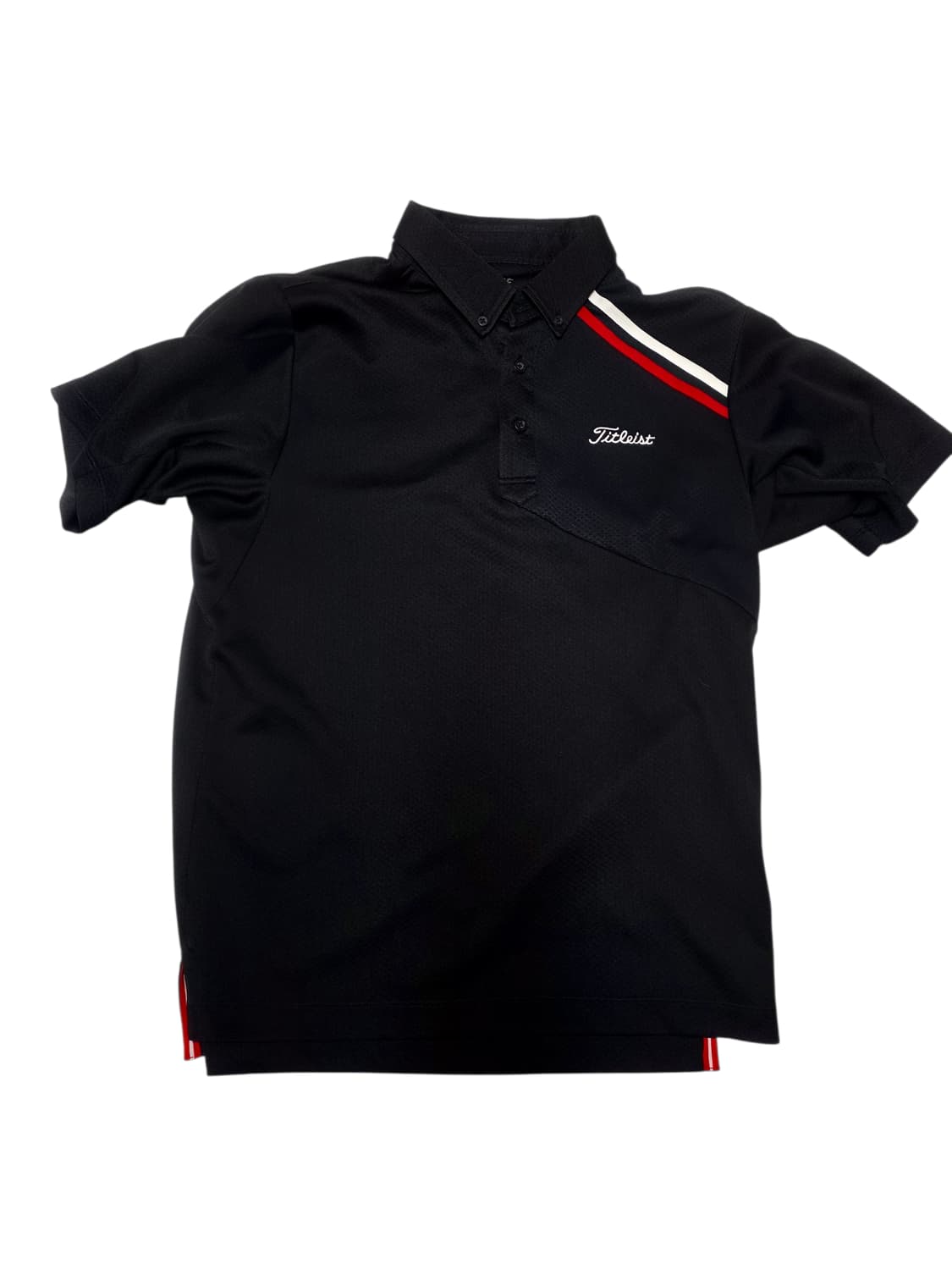 [타이틀리스트] 올블랙 백로고 기능성 골프 카라 반팔티 L (실측95) 상품이미지1