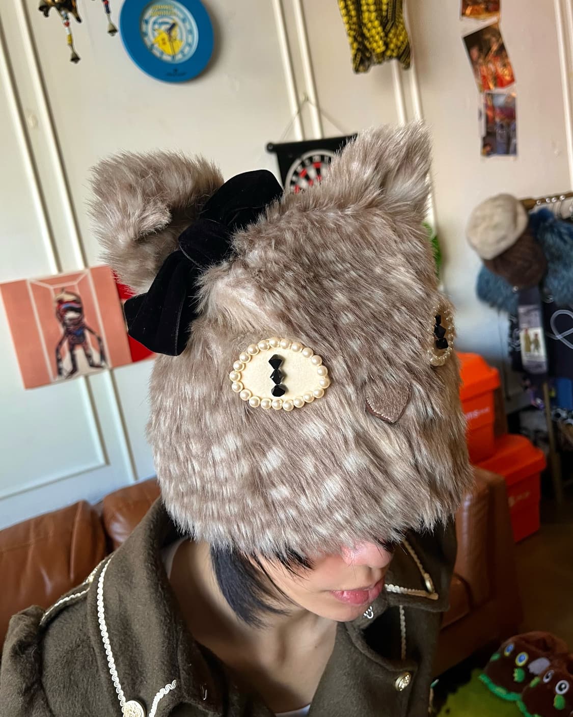 CA4LA Archive Cats Jewel&Ribbon Fur Hat 상품이미지2