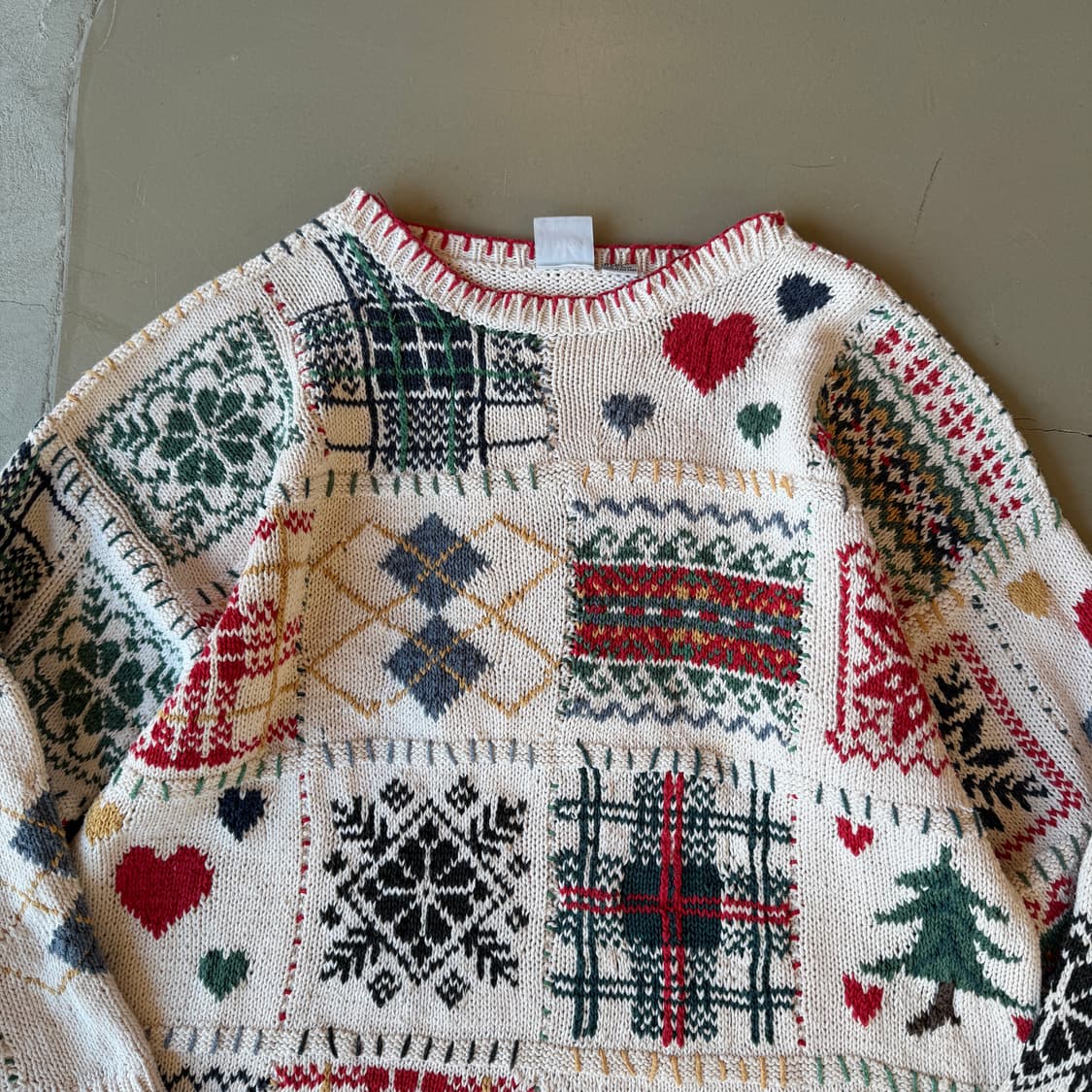 vtg 스노우 패치워크 스웨터 니트 상품이미지4