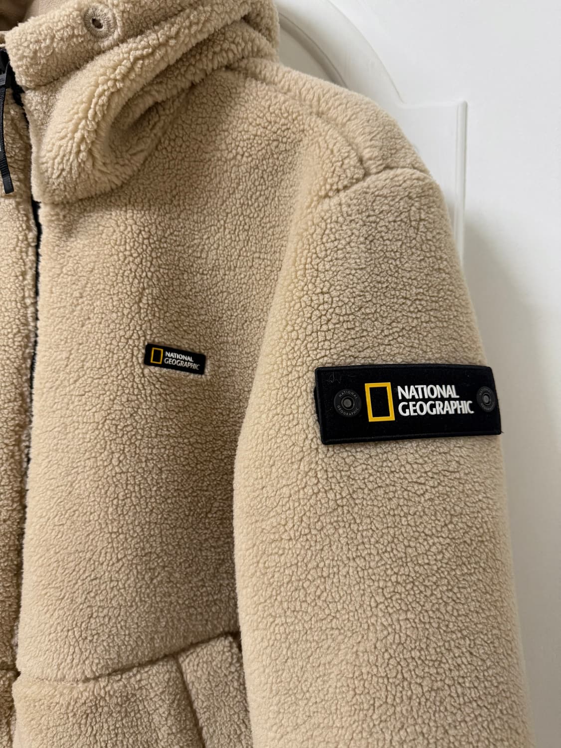 95사이즈 남성 내셔널지오그래픽 베이지 뽀글이 후리스 집업  상품이미지2