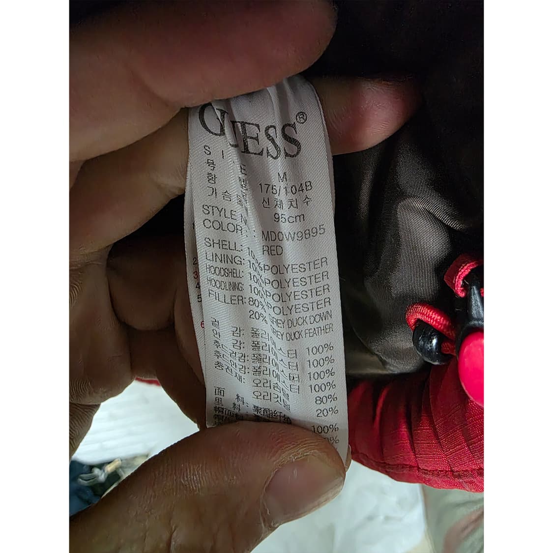 택포// 게스 빨간색 다운패딩 M 상품이미지3