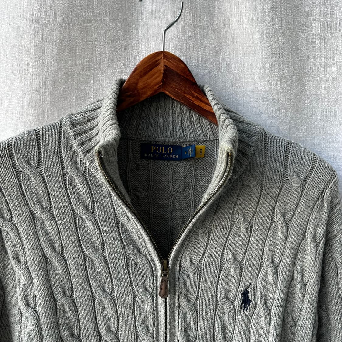 폴로 랄프로렌 신형 케이블 풀집업 니트 라이트 그레이 M 상품이미지4