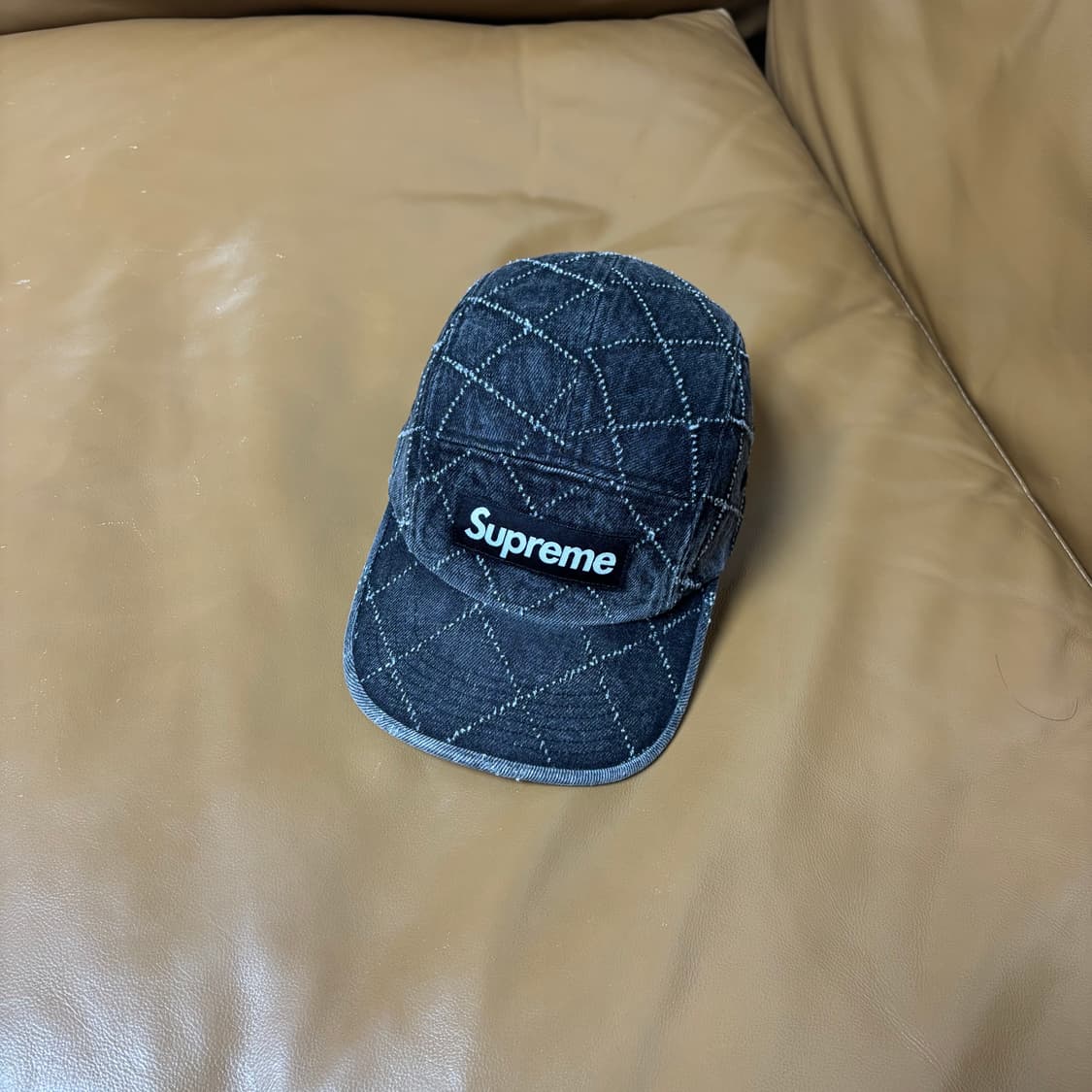 슈프림 캠프캡 모자 박스로고 23FW 펀치드 데님 블랙 상품이미지1