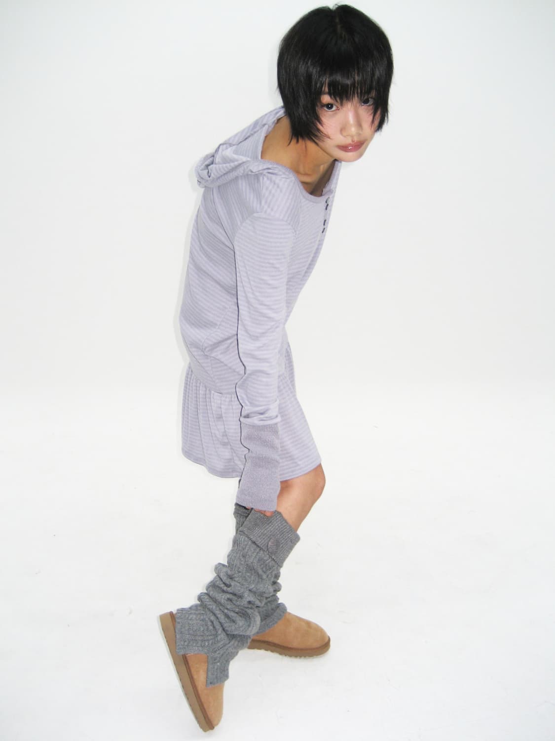 익스파이드걸 COZY BUTTON LEG WARMER GREY 상품이미지3
