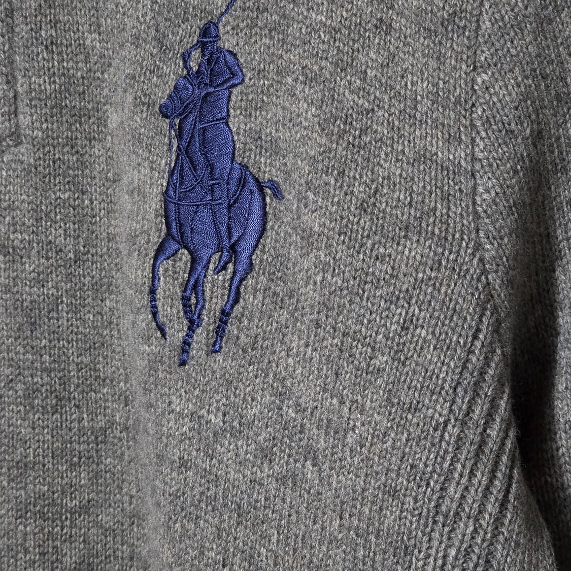 폴로 빅포니 램스울 그레이 카키 반집업 니트 상품이미지4