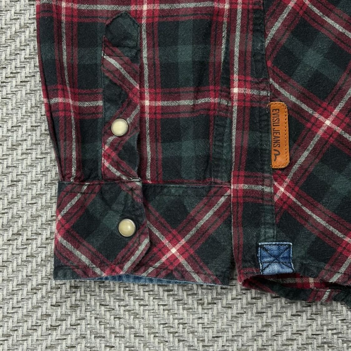 에비수 데님 배색 체크셔츠 v2923 상품이미지5