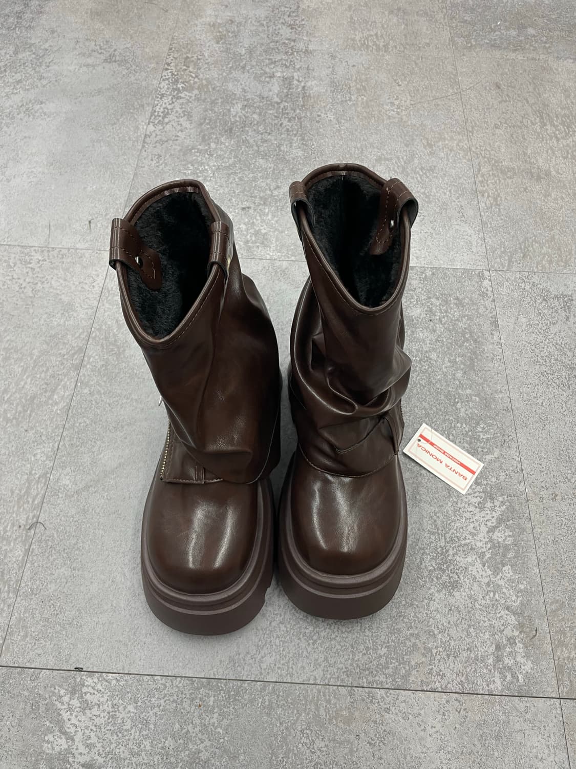 빈티지 y2k 투웨이 양털 브라운 미들 부츠 H1807 상품이미지3