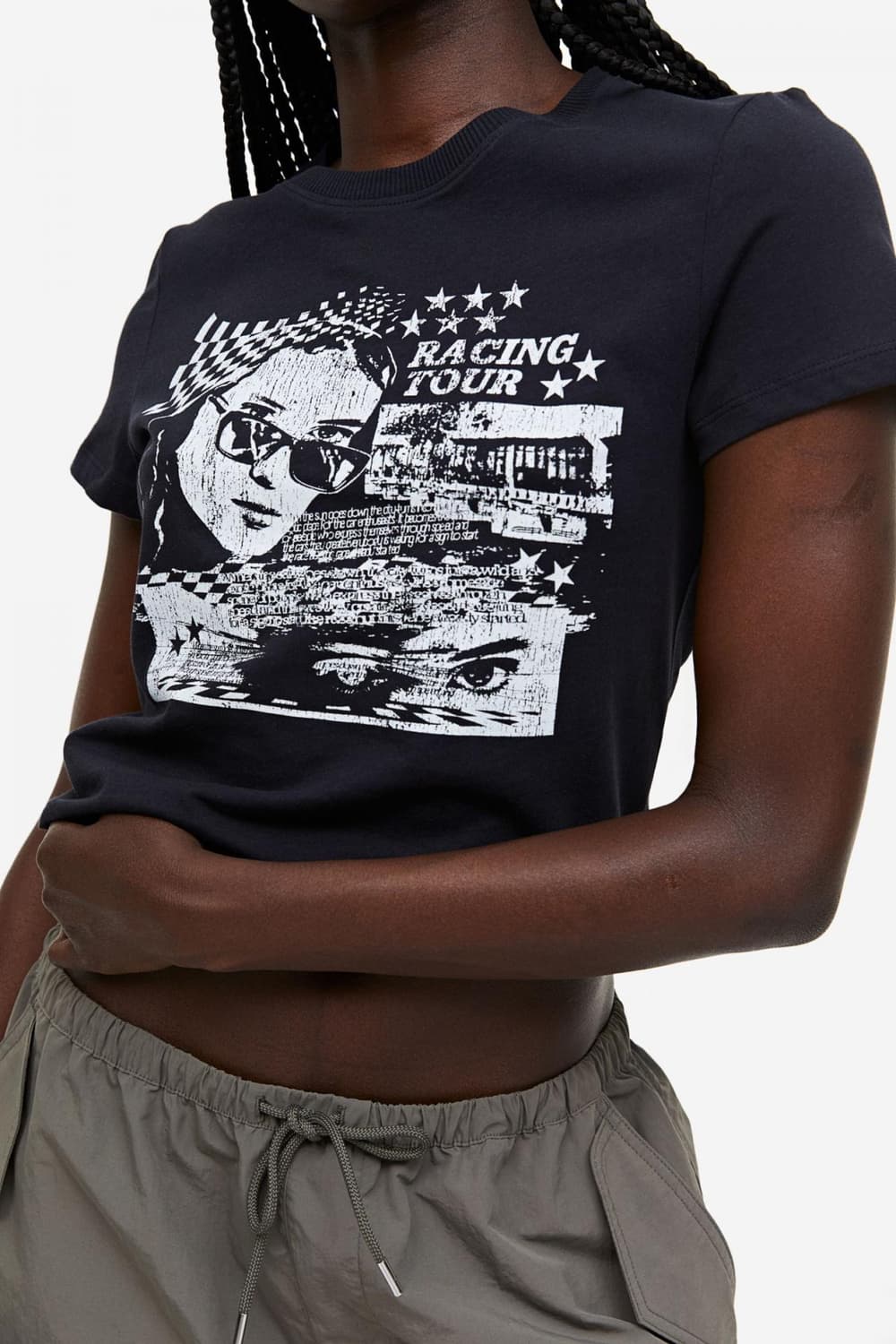 h&m 레이싱 투어 크롭 반팔티 상품이미지2