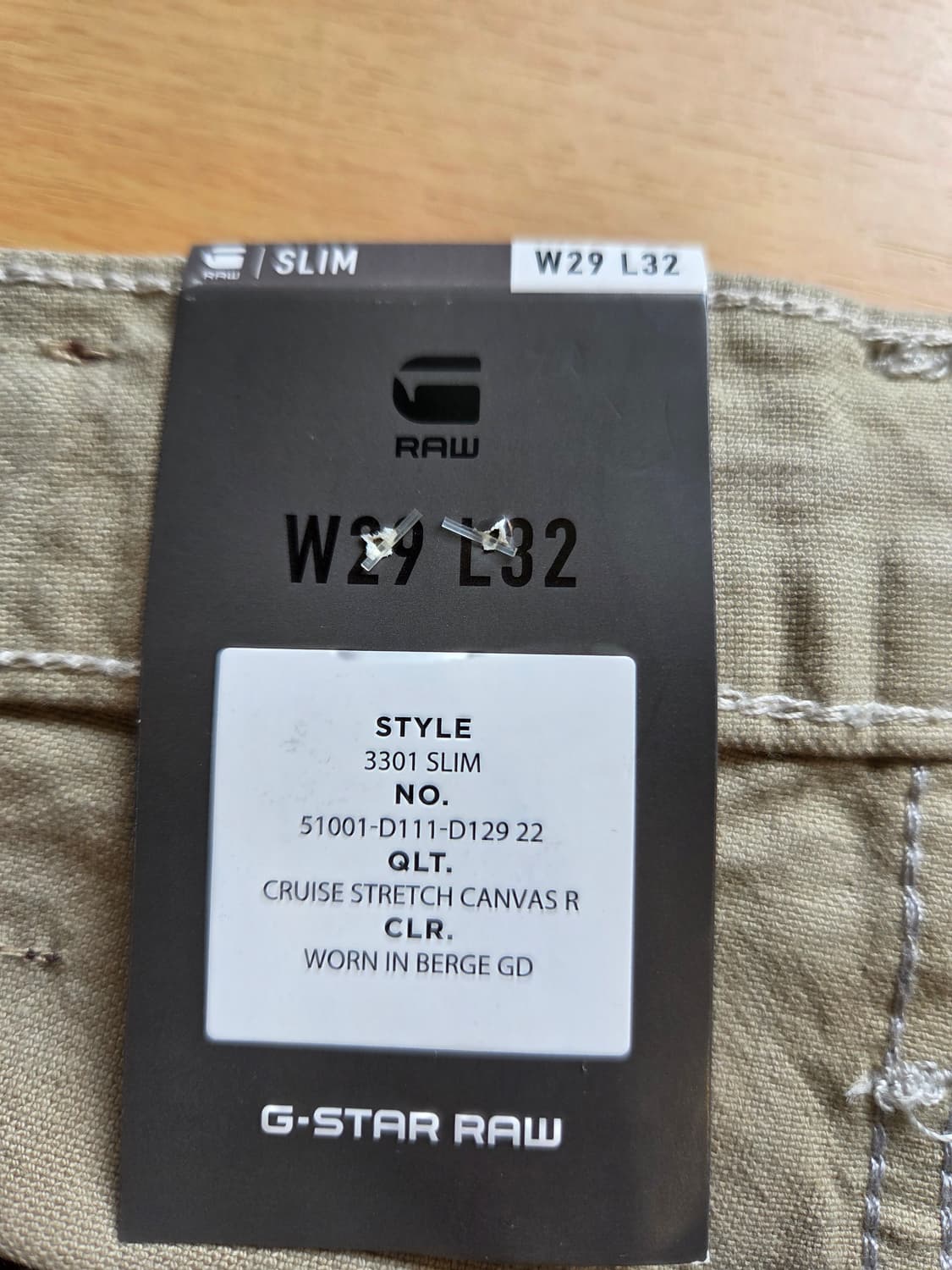 G-Star RAW 3301 슬림핏 바지 베이지(W29/L32) 상품이미지6