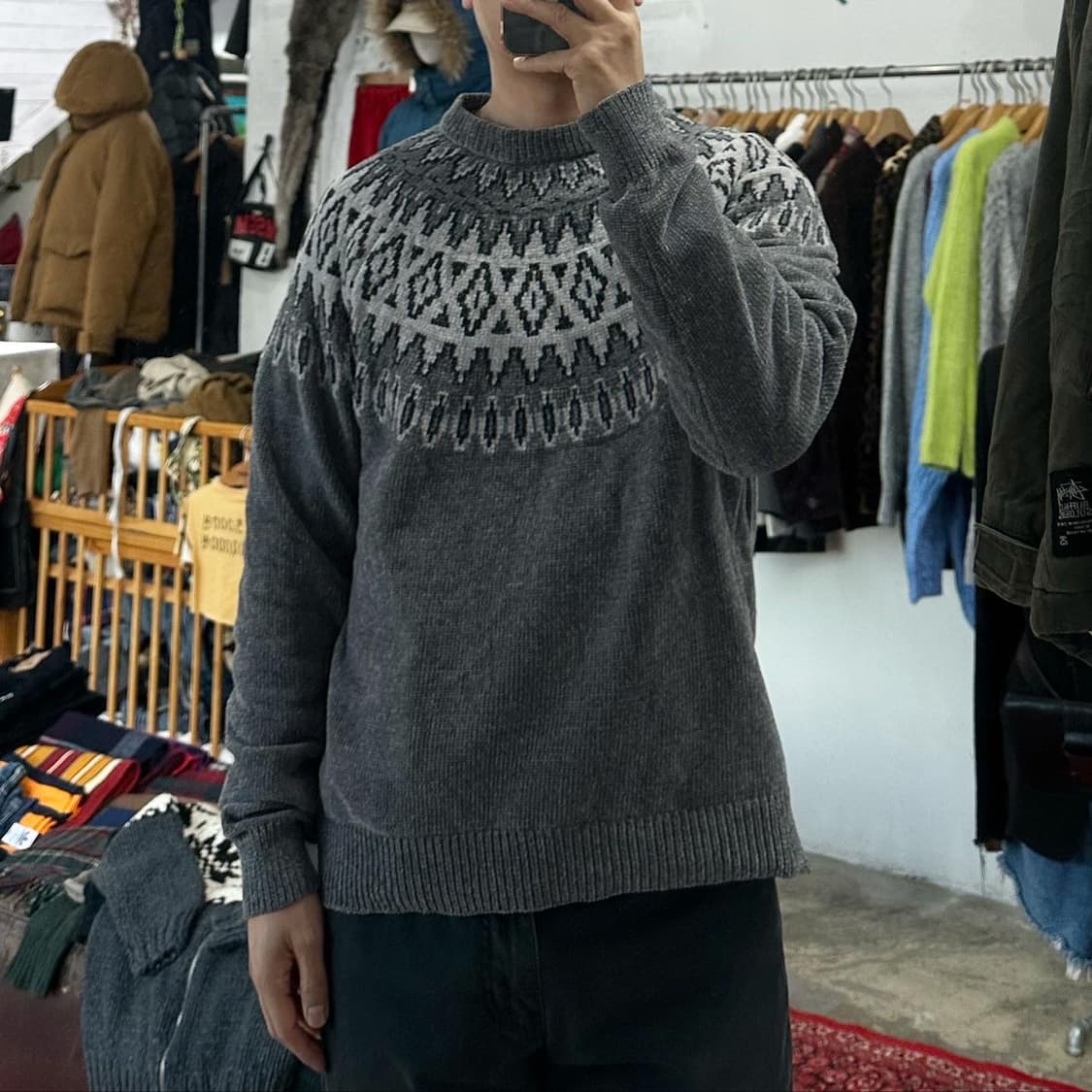 (착용컷) SEASON REASON 패턴 니트 상품이미지2