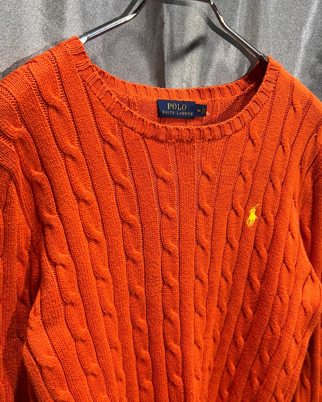 M 폴로 랄프로렌 옐로우포니 오렌지 케이블 니트 상품이미지4