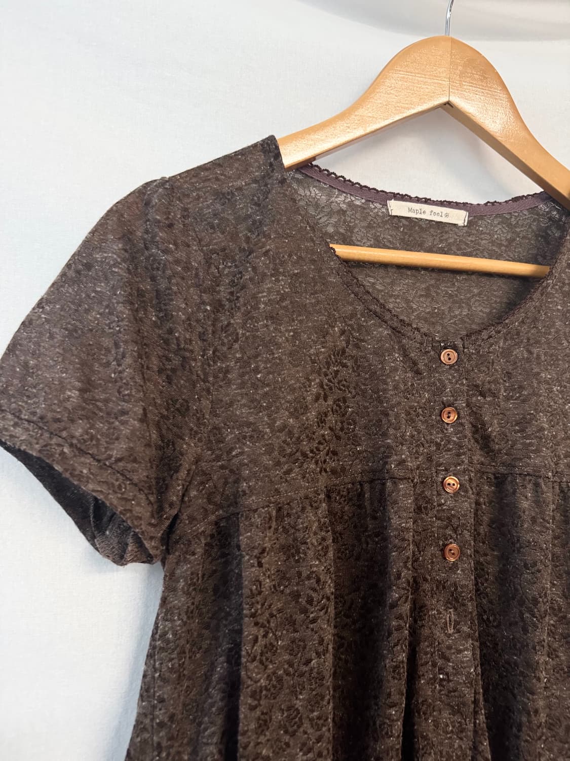 플라워 패턴 퍼프 슬리브 하프 버튼 가디건 상품이미지6