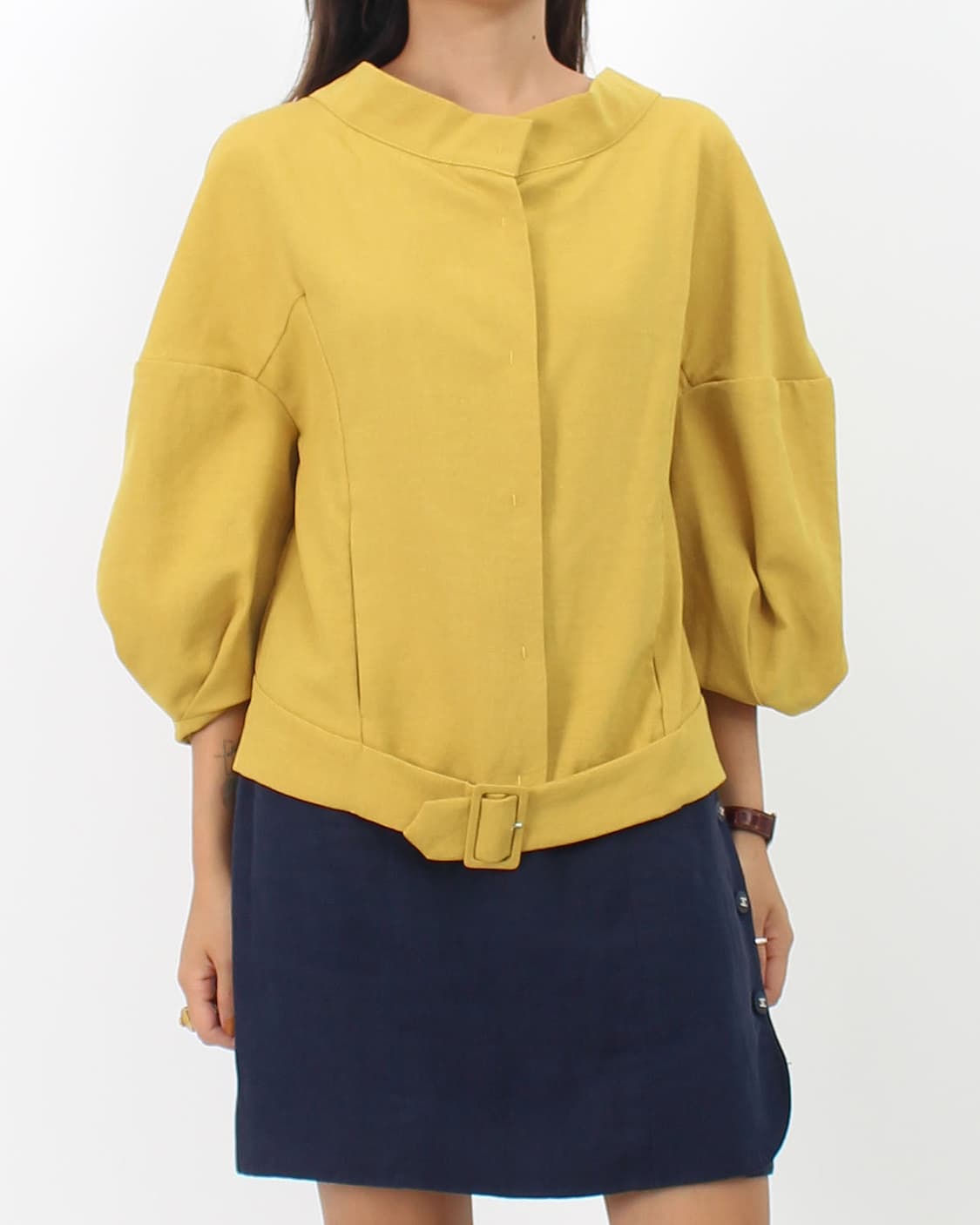 마르니 옐로우 벌룬 7부소매 코튼 면 벨트 자켓 상품이미지2