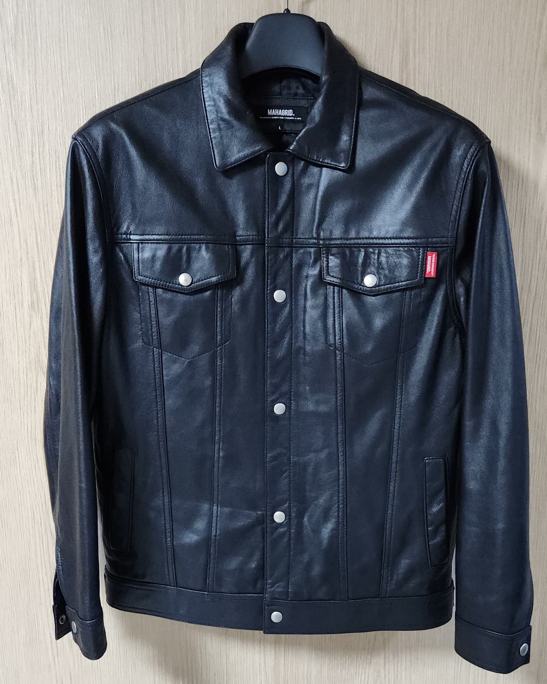 (착샷) 마하그리드 가죽 자켓 트러커 퀼티드 상품이미지1