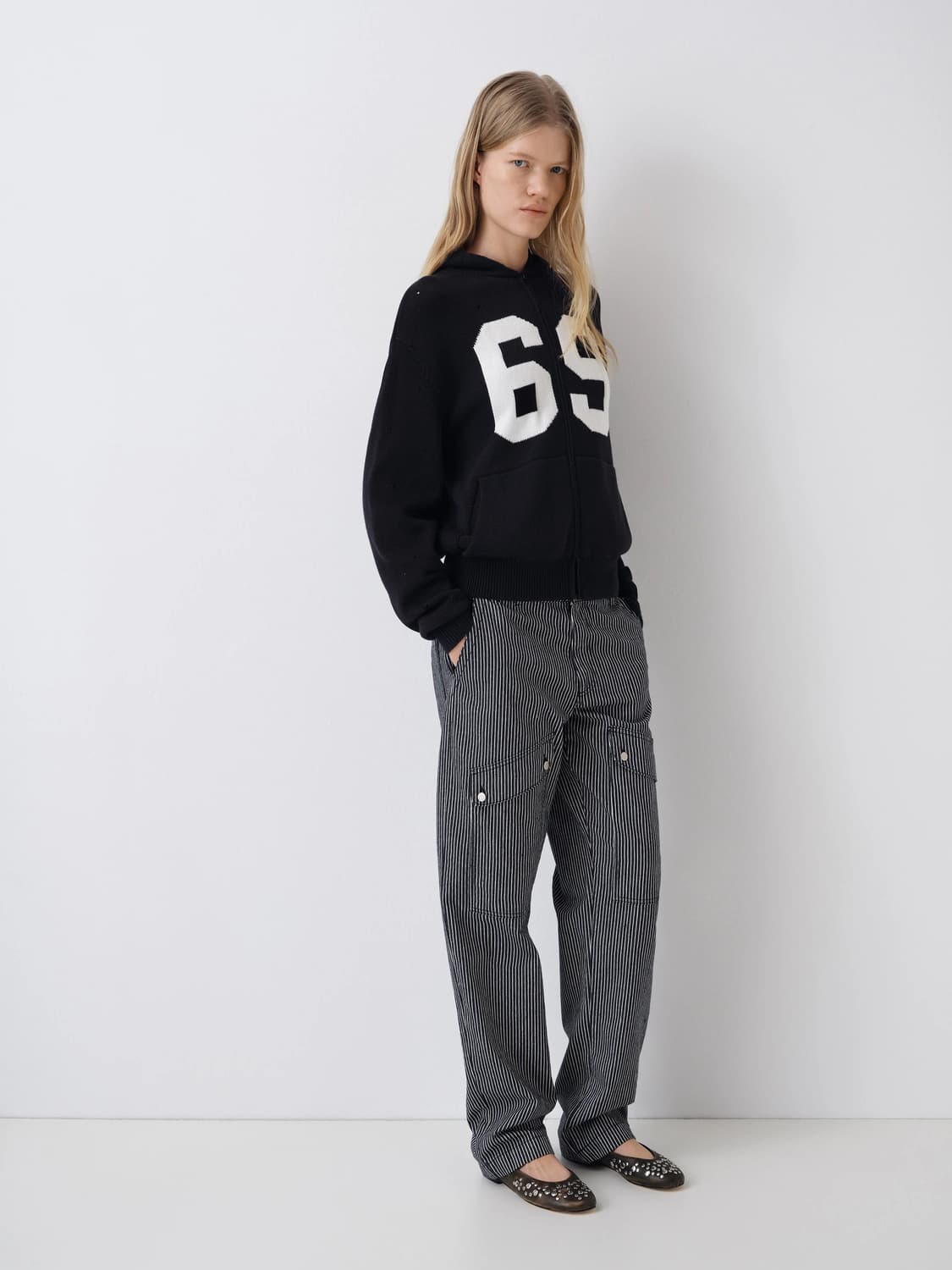 (XS)/ 기마구아스 69 니트 후드집업/ 블랙 상품이미지4