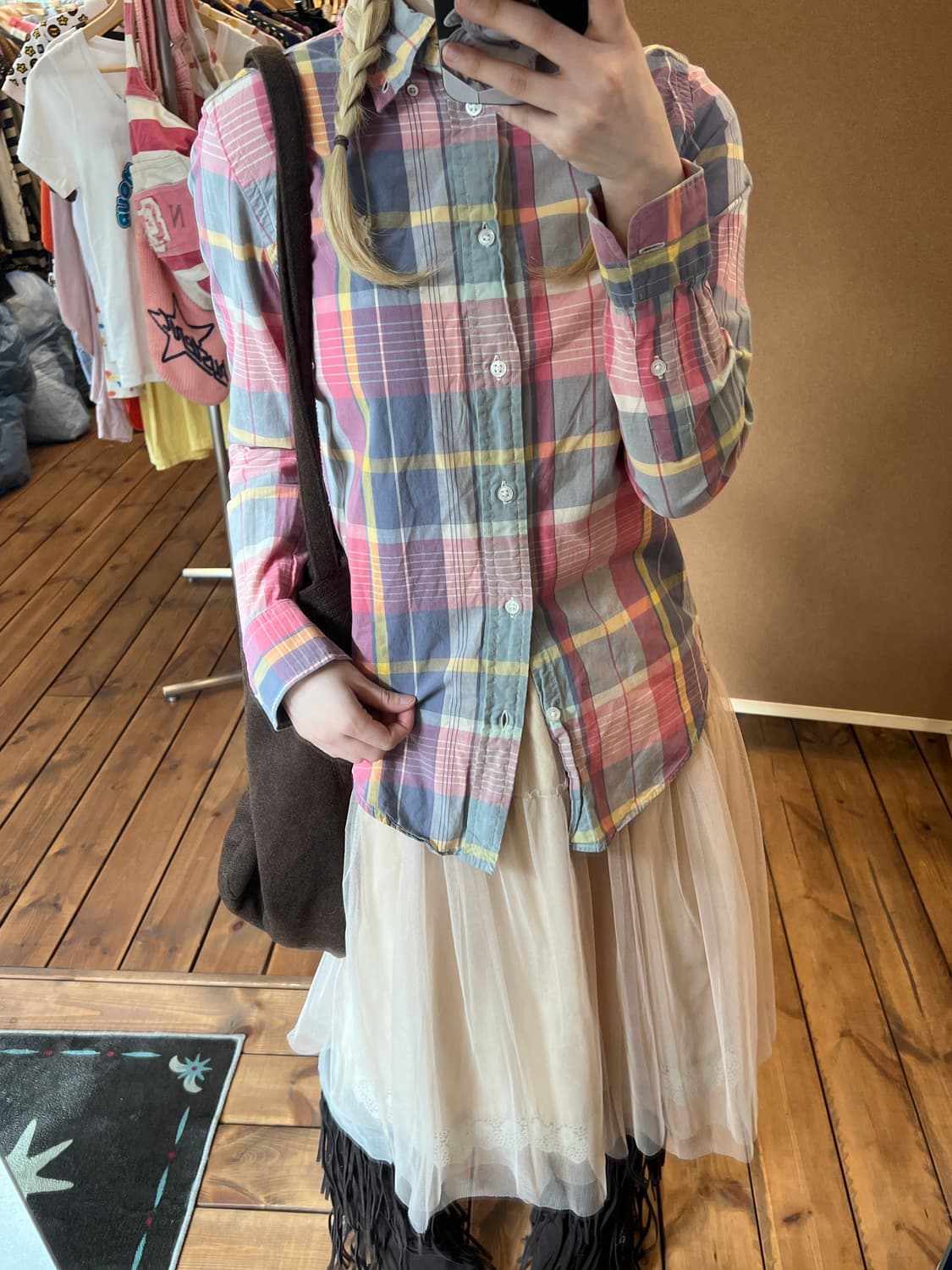 폴로 핑크 체크 셔츠 상품이미지1