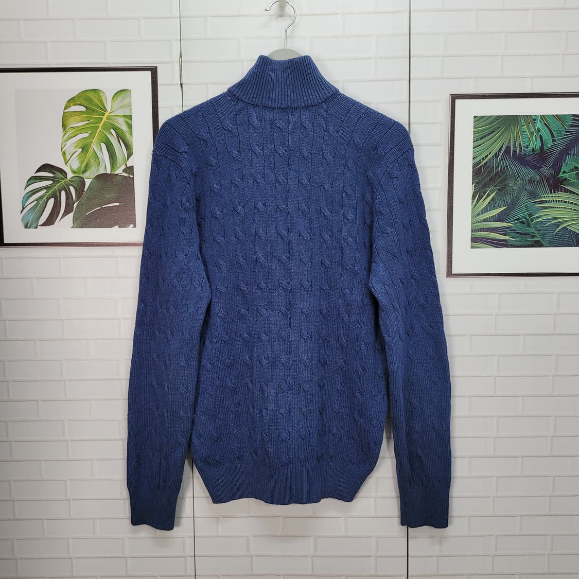 폴로랄프로렌 100%실크 꽈배기 게이블 반집업 긴팔 니트 스웨터 M사이즈 상품이미지5