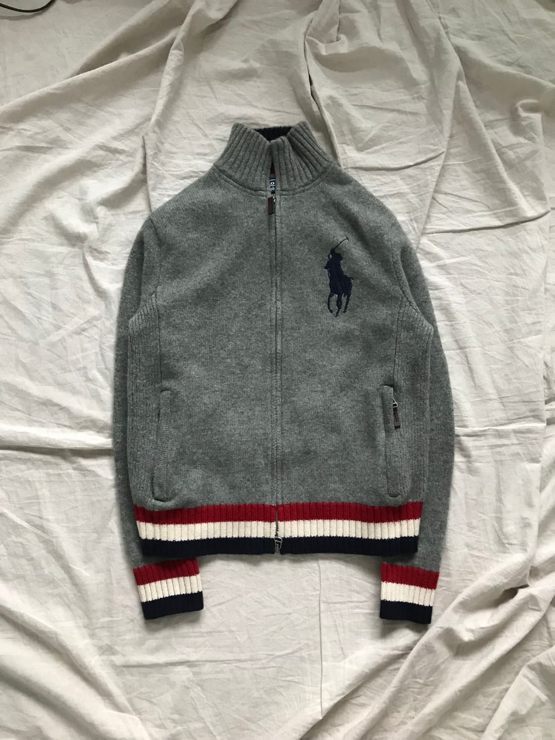 대장급 폴로 랄프로렌 빅 포니 로고 그레이 니트집업  상품이미지5