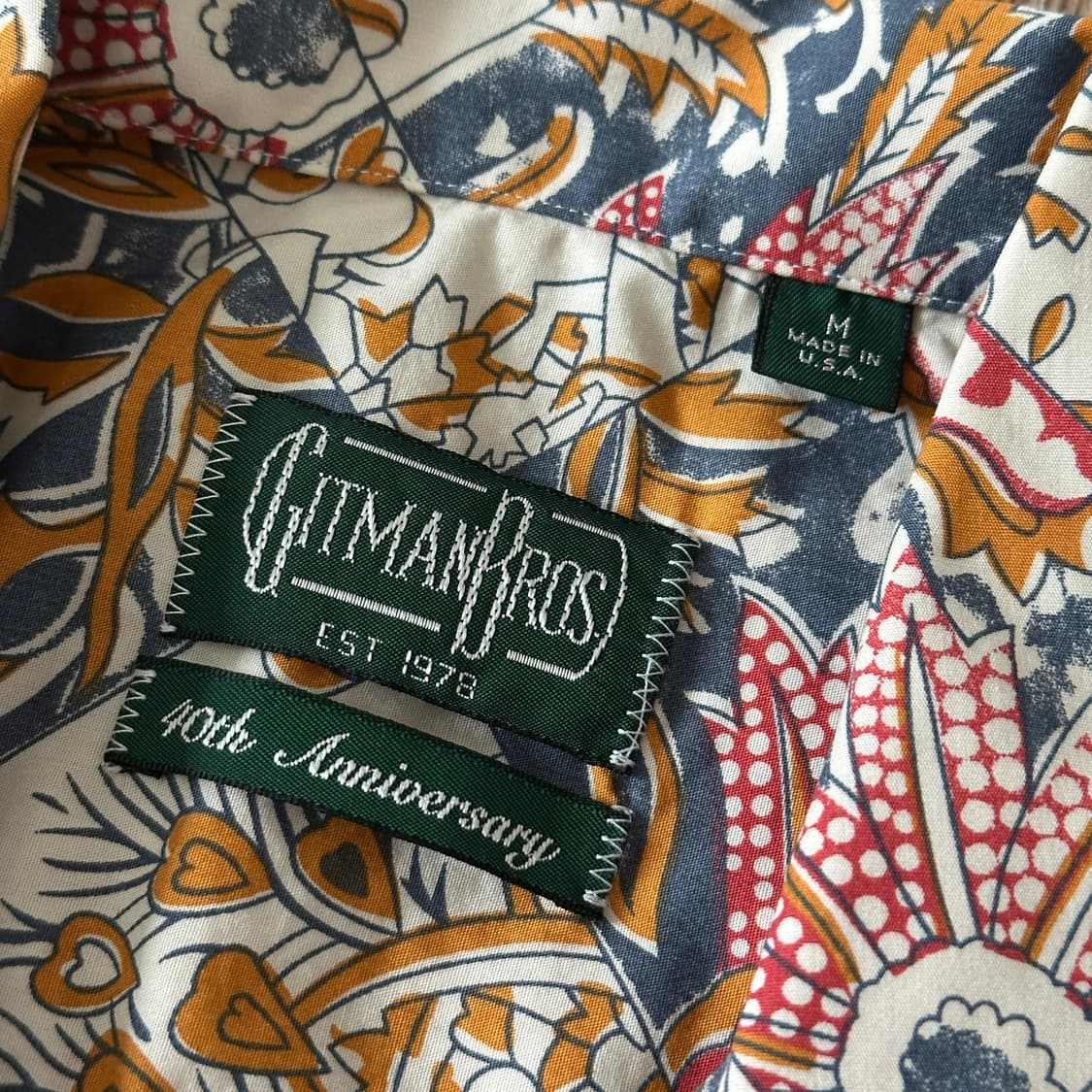 짓먼 브로스 40주년 해초 문양 오픈 칼라 셔츠 M 사이즈 상품이미지5