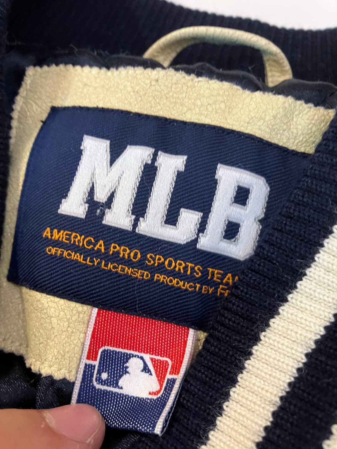 00s MLB 뉴욕 양키스 울 바시티 야구 점퍼 네이비 상품이미지5