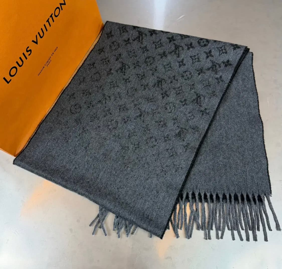 [정품] 루이비통 투톤 모노그램 머플러 그레이 상품이미지1