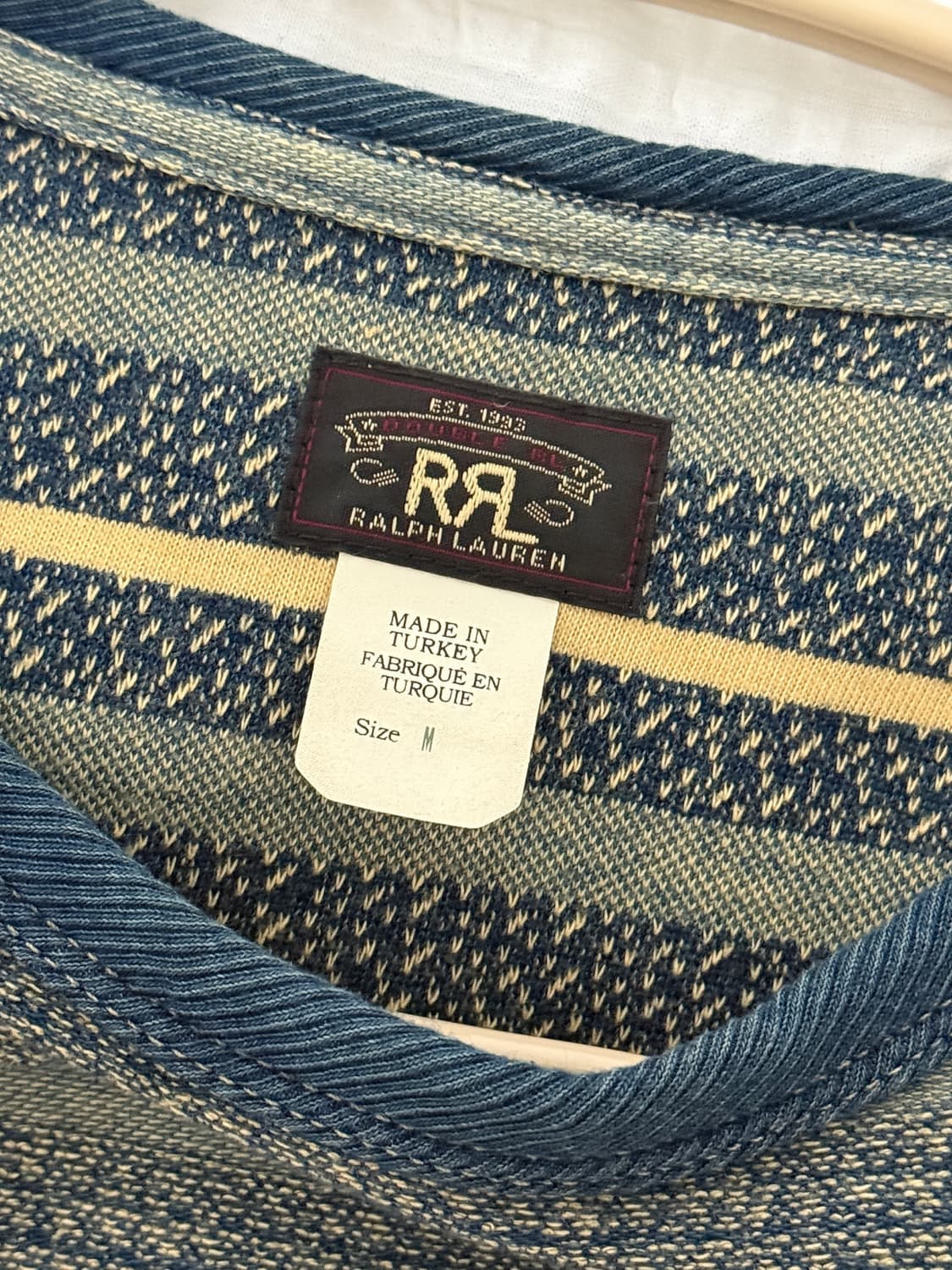 [M] RRL 인디고 자카드 스트라이프 티셔츠 상품이미지3