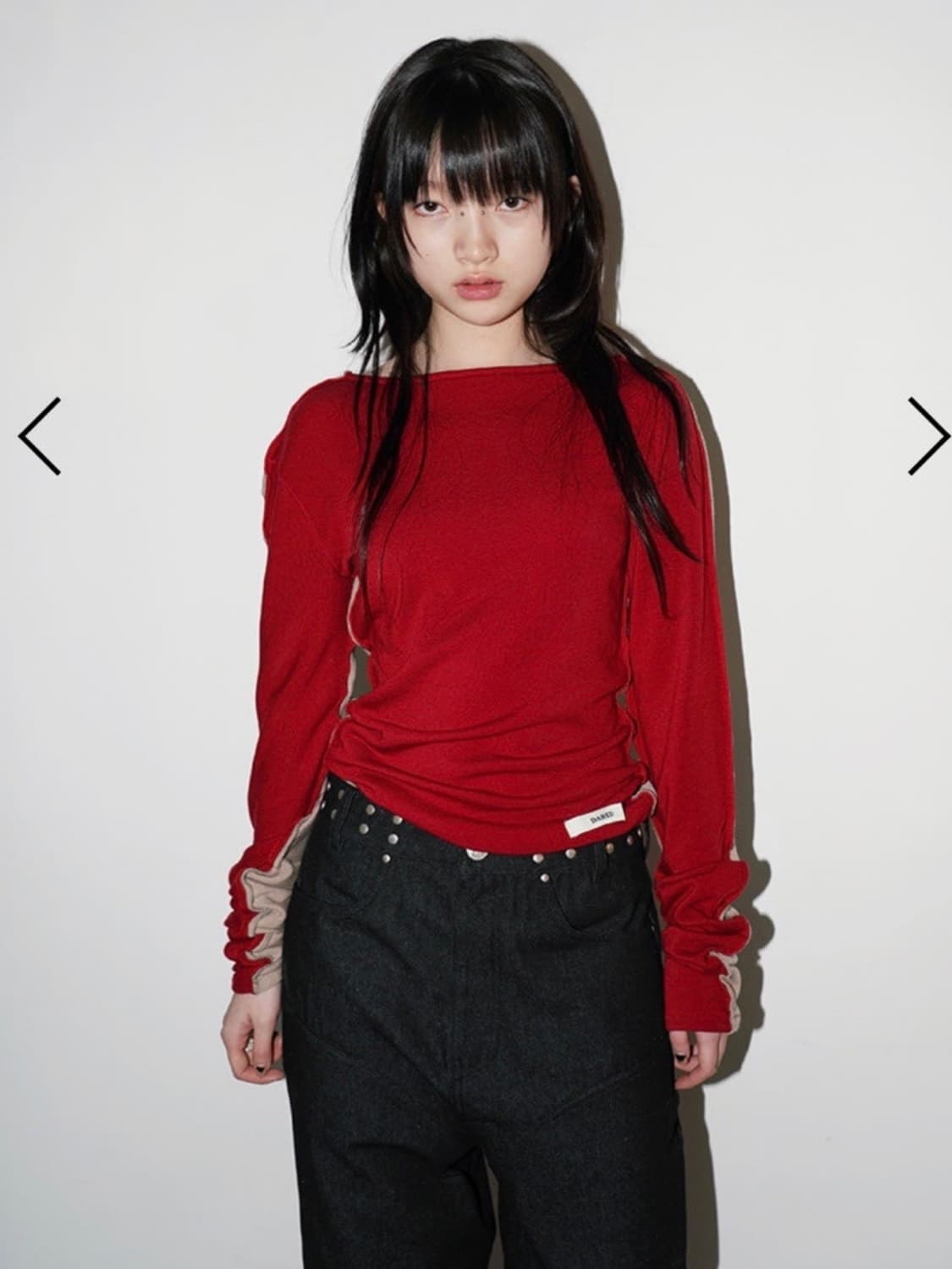 데어드 하프앤하프 롱슬리브 레드 상품이미지2