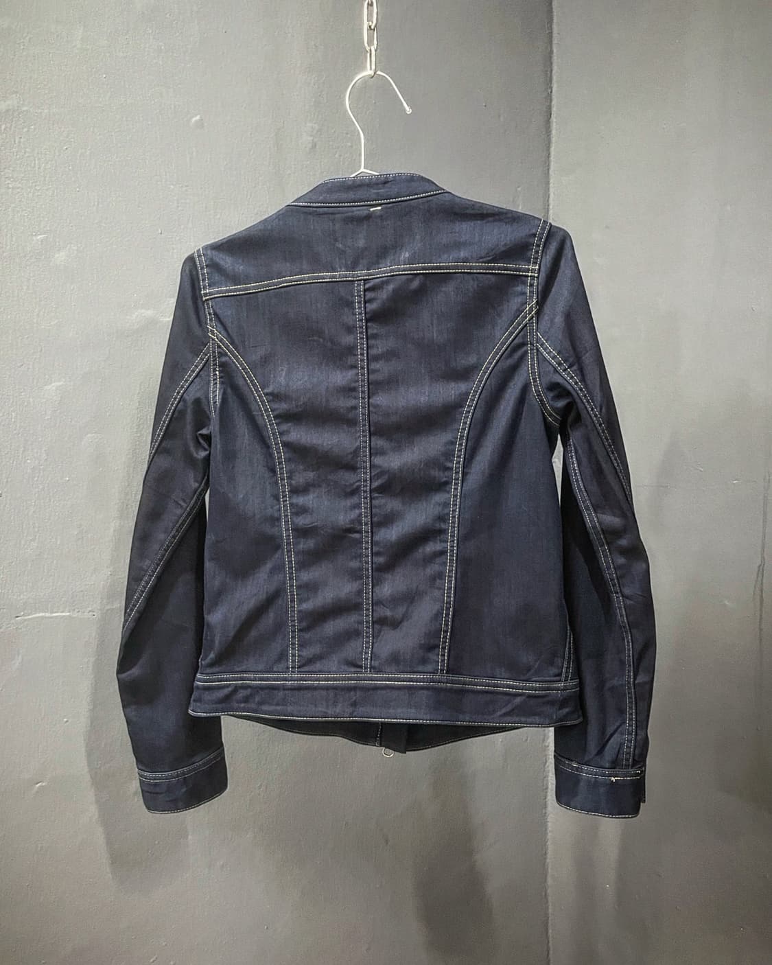 코튼x폴리 투웨이 스티치 디테일 라이더 타입 재킷 상품이미지6