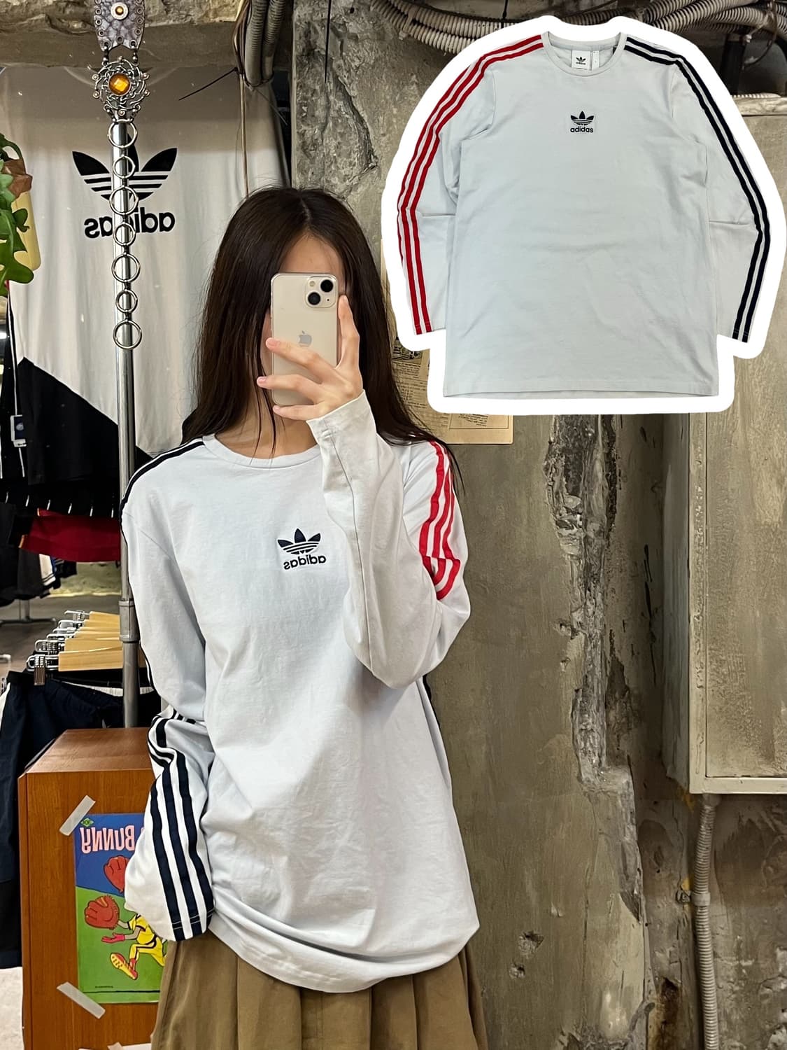 아디다스 긴팔티 화이트 L #csz466 상품이미지1