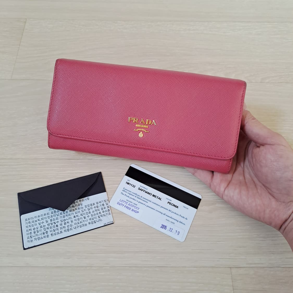 [100%/정품] 프라다 사피아노 레더 장지갑 핑크, 프라다지갑 상품이미지1