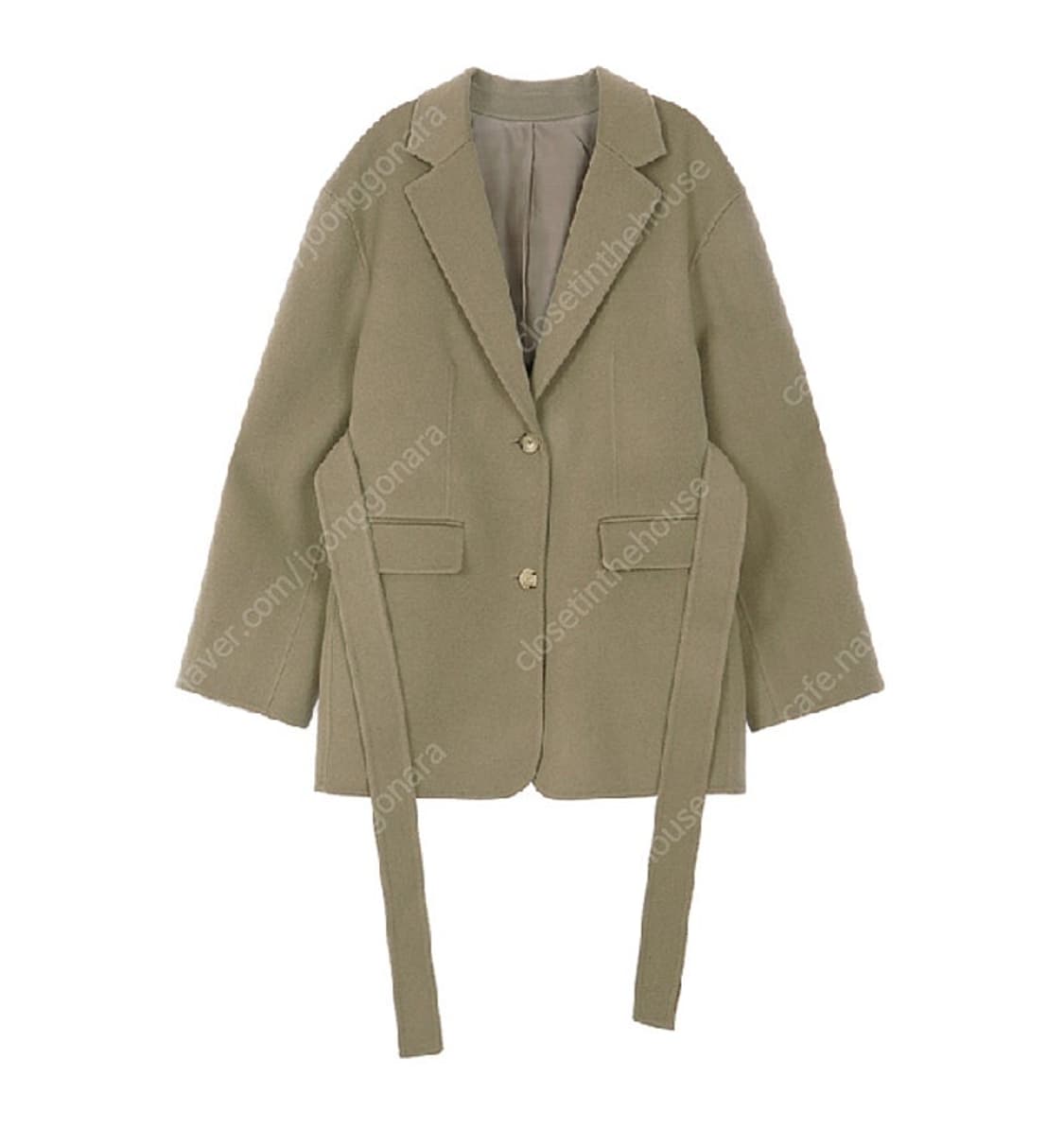 Ore 오어 벨티드 핸드메이드 울 자켓 카키베이지 상품이미지1