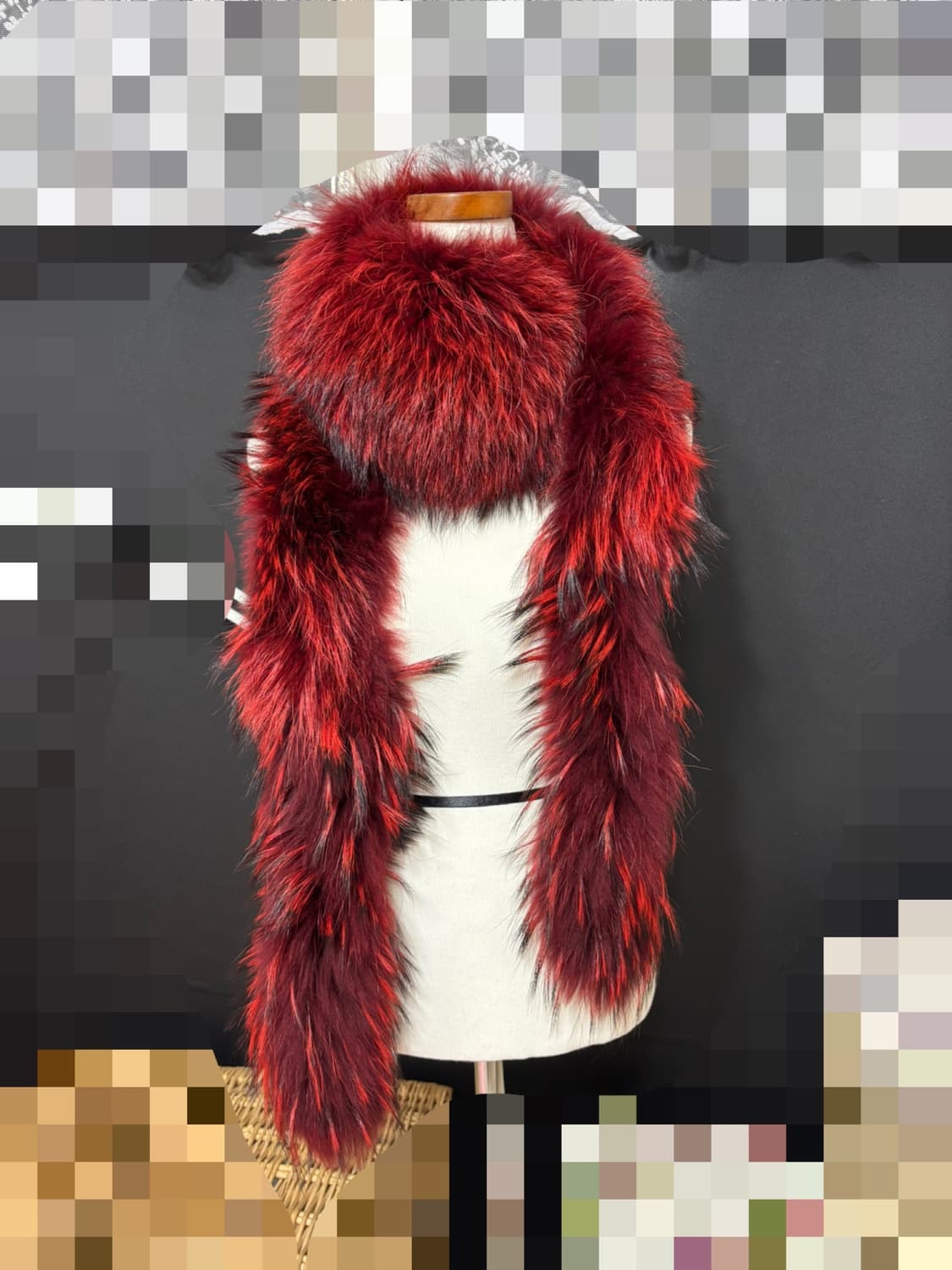 천연 라쿤퍼 롱 목도리/머플러/새거수준 상품이미지2