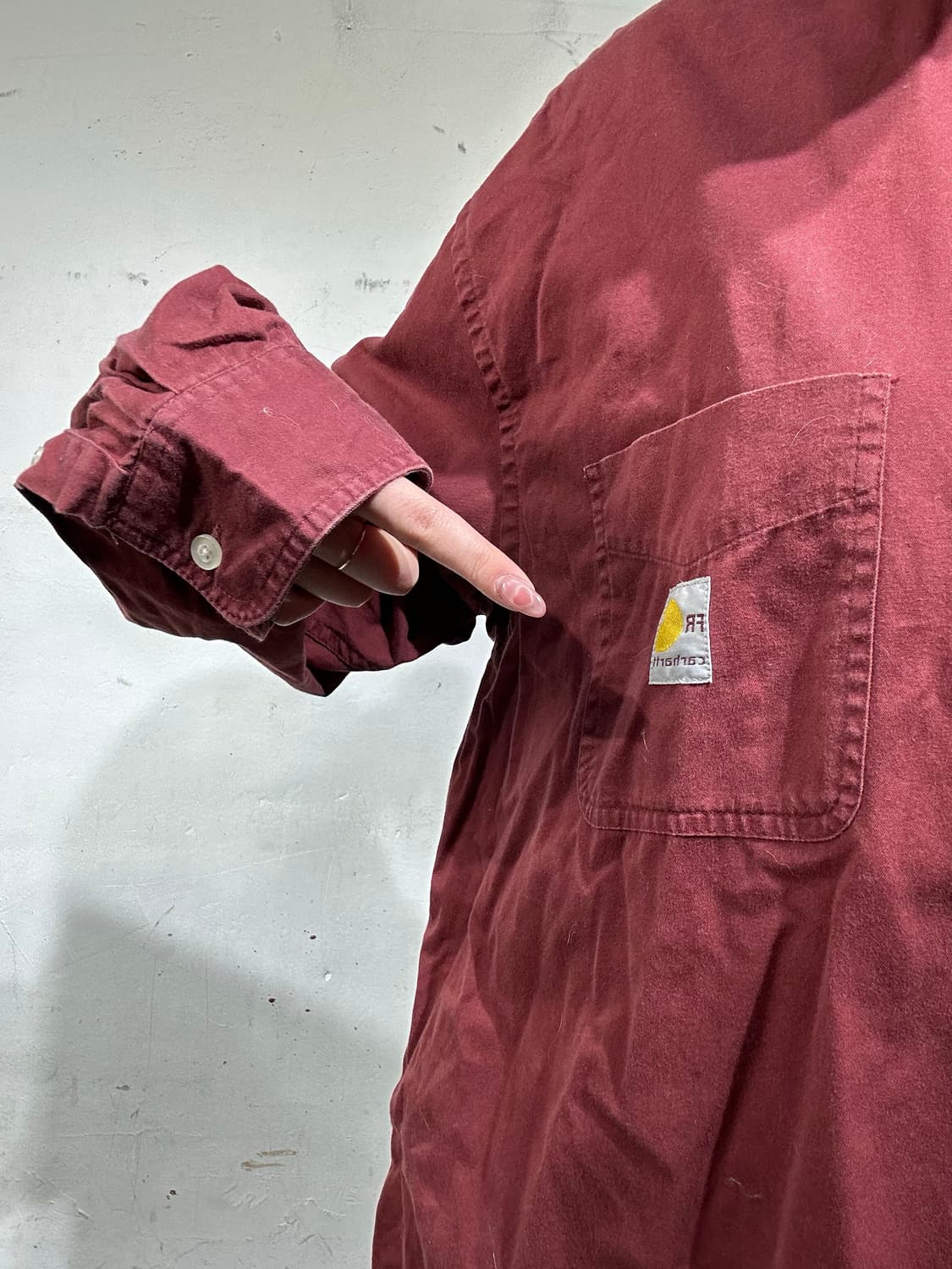 칼하트 버건디 오버핏 솔리드 워크 셔츠 XL 상품이미지4