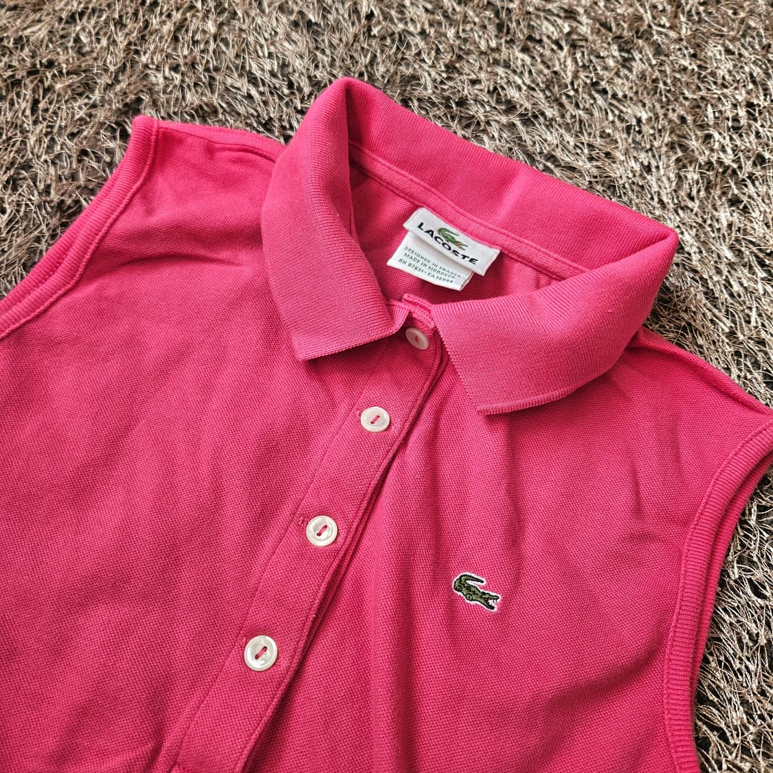 라코스테(Lacoste) 핑크 슬리브리스 PK 폴로 티셔츠 38 상품이미지5