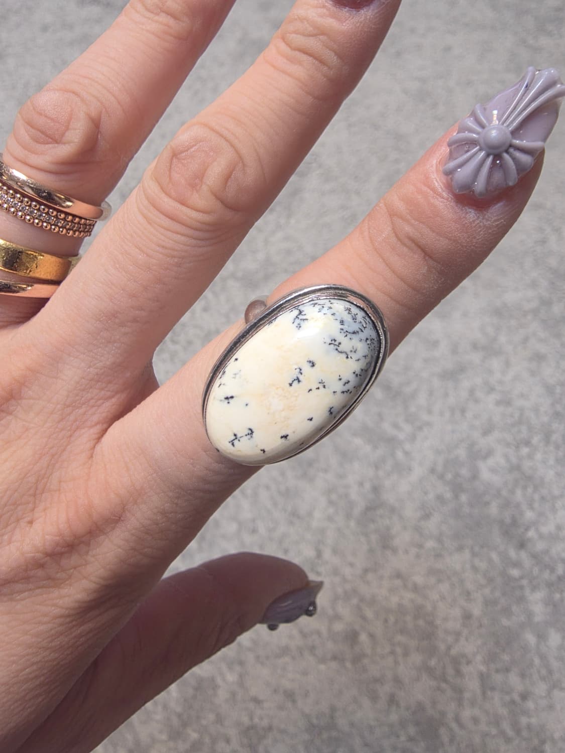 925 Silver 백송석 원석반지 상품이미지1