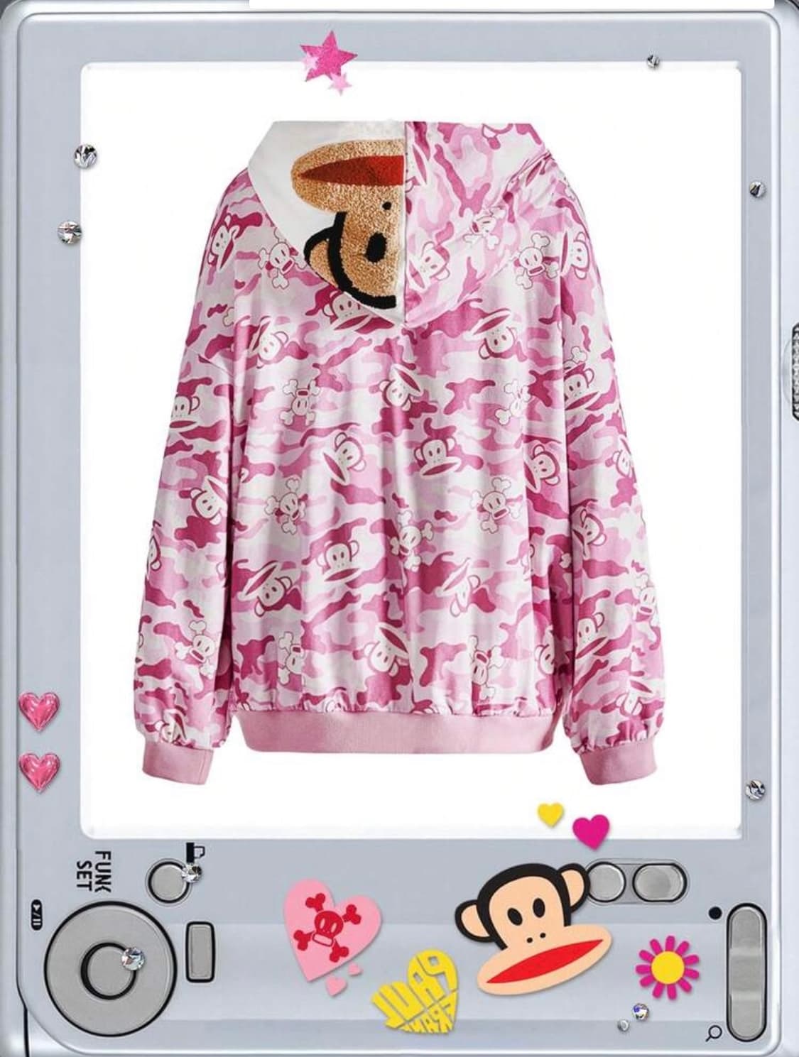 Paul frank romwe y2k 카모 핑크 후드집업 s 상품이미지1