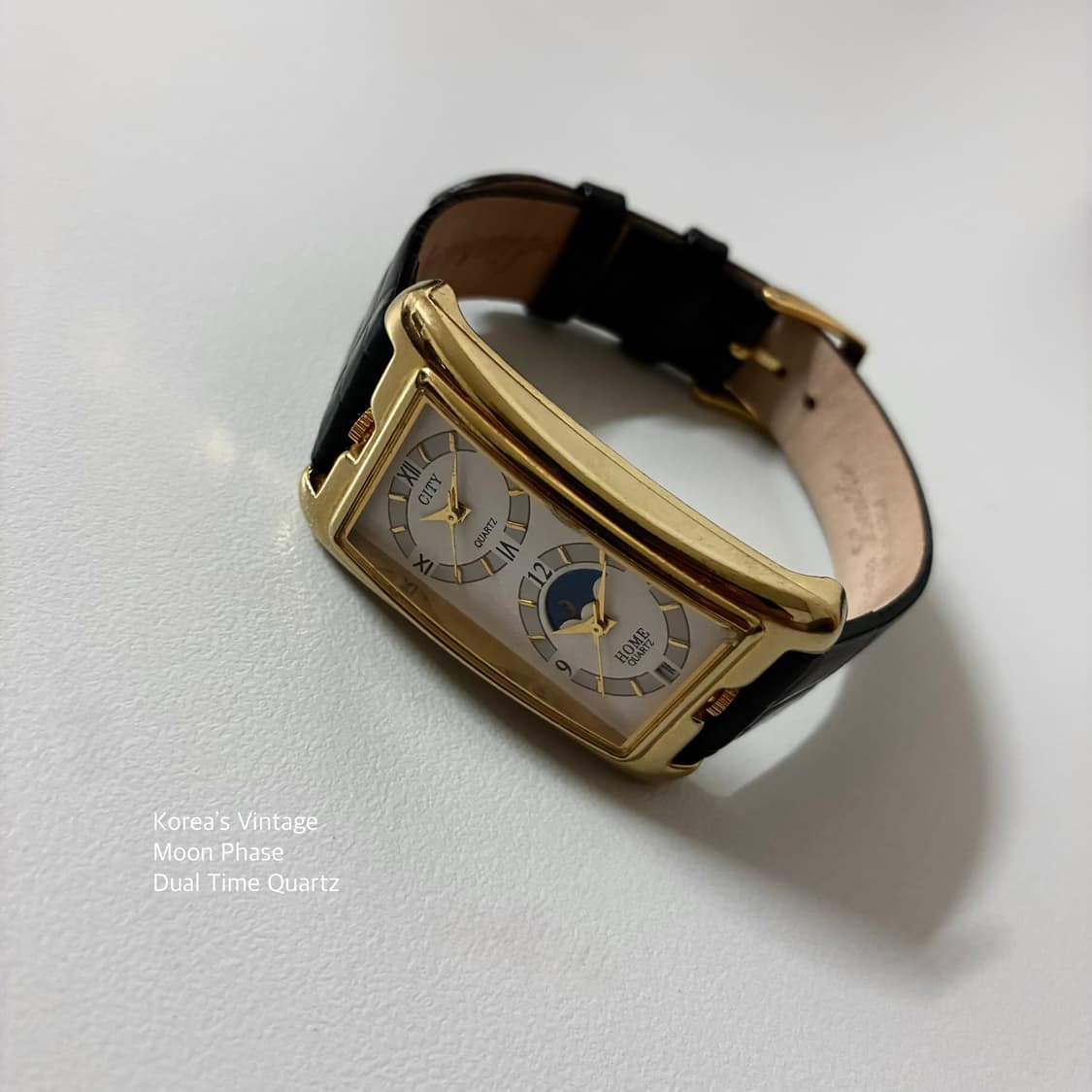 Vintage Dual Time Moon Phase Quartz 상품이미지5
