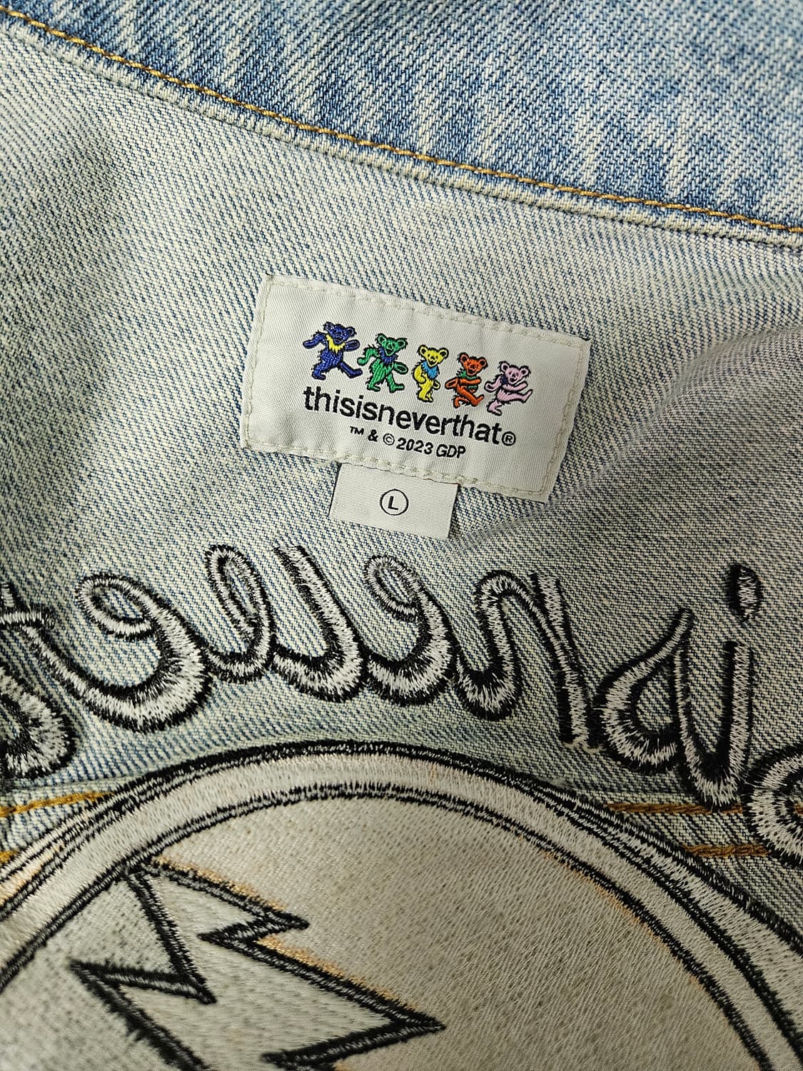 [L]디스이즈네버댓x그레이트풀데드 라이트닝 트러커 자켓 워시드 블루 상품이미지3