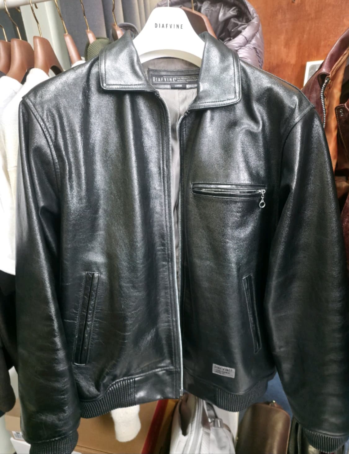 디아프바인 블랙 가죽 자켓 모델명 671. 올블랙 L 카프스킨 상품이미지1
