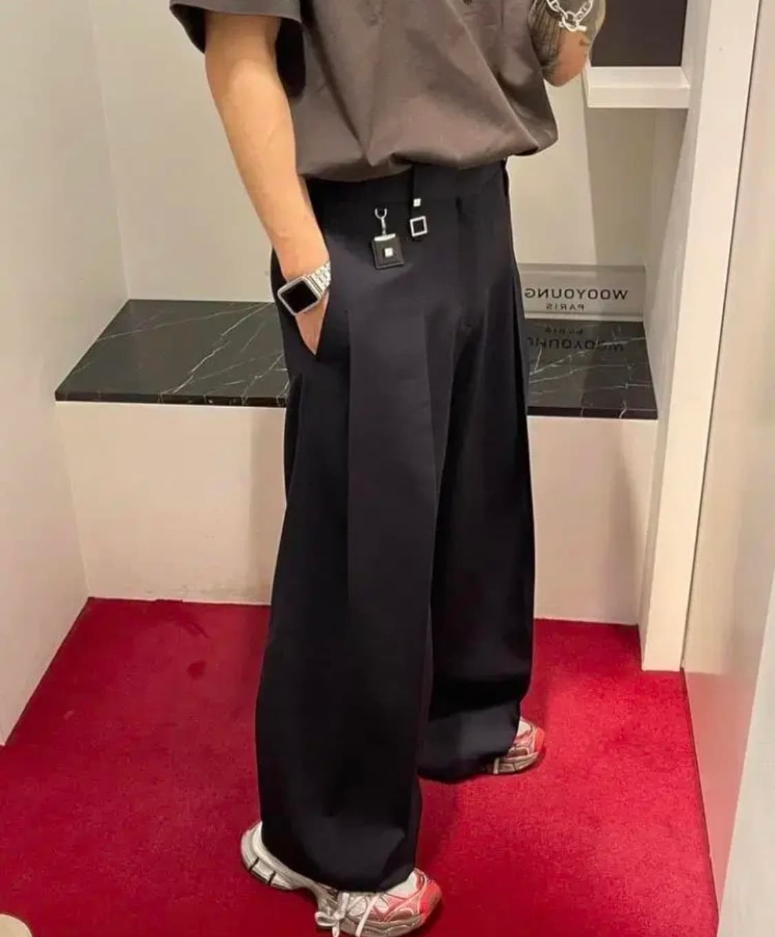 우영미 23ss 네이비 슈퍼와이드 슬랙스 48 상품이미지3