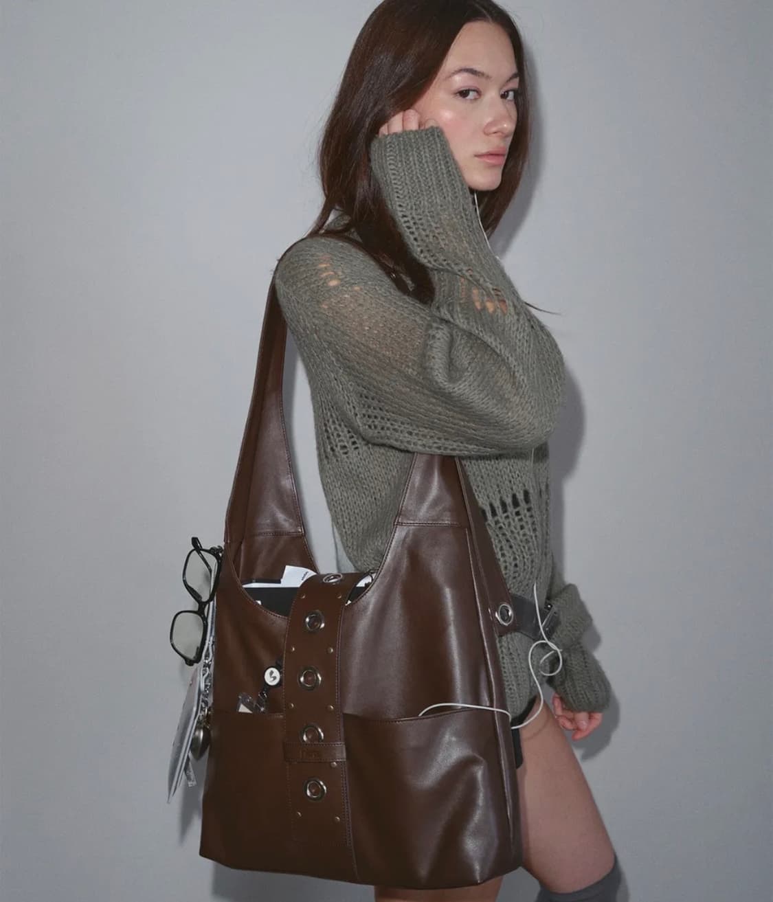 hieta 히에타 브라운 가죽 숄더백 상품이미지2