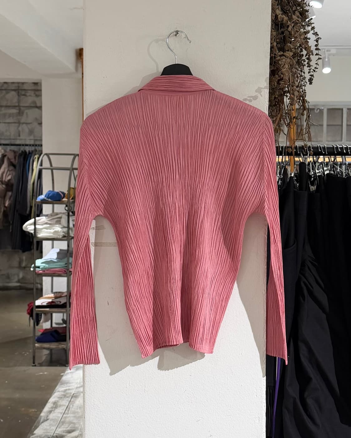 플리츠 플리즈 핑크 롱슬리브 셔츠/ 밴딩 롱 스커트 셋업 상품이미지5