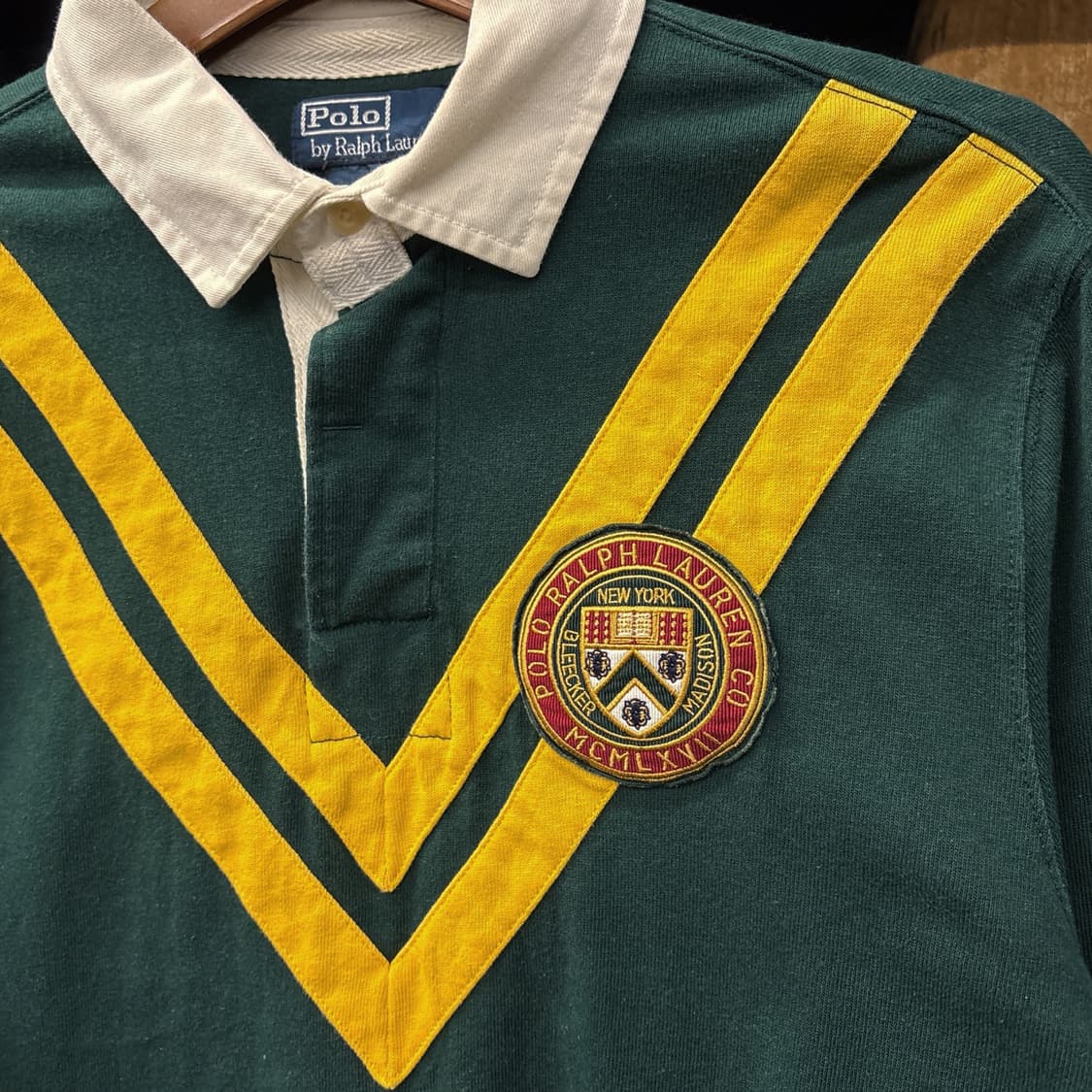 90s 폴로 랄프로렌 V-쉐브론 스트라이프 프레피 와펜 럭비티 N807 상품이미지5